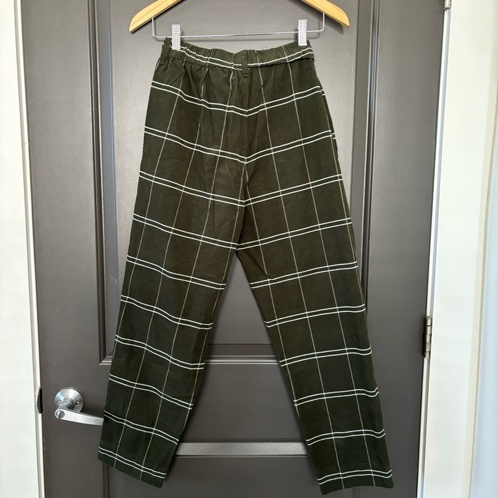 NWT Madewell Corduroy Pull On MidRise Pants in Windowpane Forest Green Cotton XS - Picture 5 of 7
